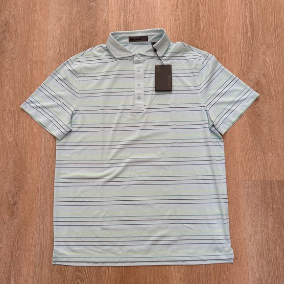 G/FORE Other - G/FORE Multi Stripe Tech Pique Golf Polo DBRK Blue Black Green Men's Size L NWT